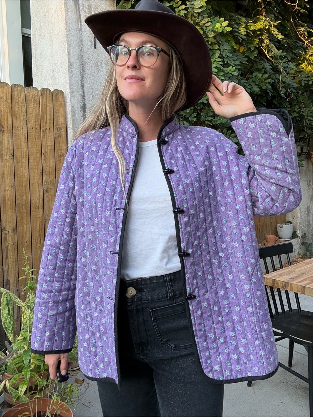 Lavender Quilted Mandarin-Collar Utility Jacket - Women